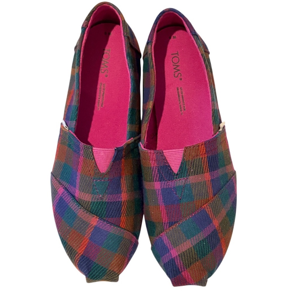 TOMS Alpargata 3.0 flats – Plaid Slip-ons Perfect for the Holidays – Size 9M